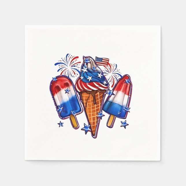 Guardanapo De Papel Popsicles Patriótico Sorvete 4 de julho (Frente)