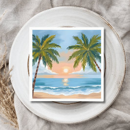 Guardanapo De Papel Pôr do sol da palmeira | Casamento na praia tropic