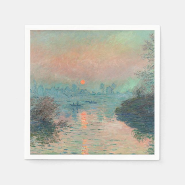 Guardanapo De Papel Pôr do sol de Monet no Sena Arte Fina Impressionis (Frente)