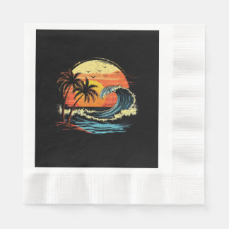 Guardanapo De Papel Pôr do Sol Retrô Tropical Vintage Praia Palmeira p