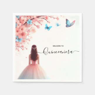 Guardanapo De Papel Por "Quinceanera", "Cinza Rosa", "Cereja"