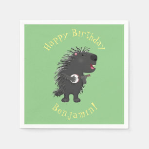 Guardanapo De Papel Porcupine engraçado bonito tocando cartum banjo