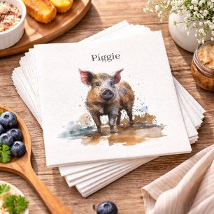 Guardanapo De Papel Porquinho bonito brincando na lama d'água