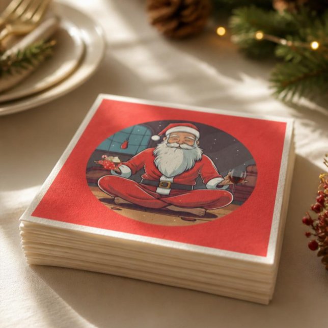 Guardanapo De Papel Pose de Yoga do Papai Noel no Natal  (Criador carregado)