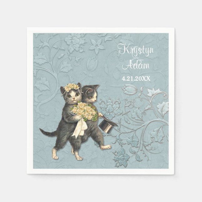 Guardanapo De Papel Posh Cats Wedding 2 Blue (Frente)