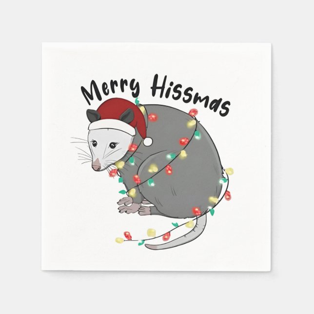 Guardanapo De Papel Possum Coma Lâmpadas de Natal Leves Feliz Hissmass (Frente)