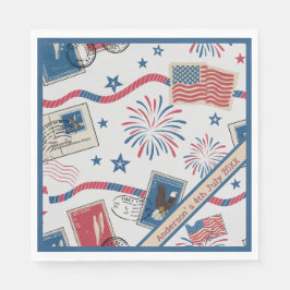Guardanapo De Papel Postmark de Vintage Personalizado 4 de julho