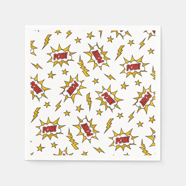 Guardanapo De Papel Pow Comic Sound Effect Pattern (Frente)