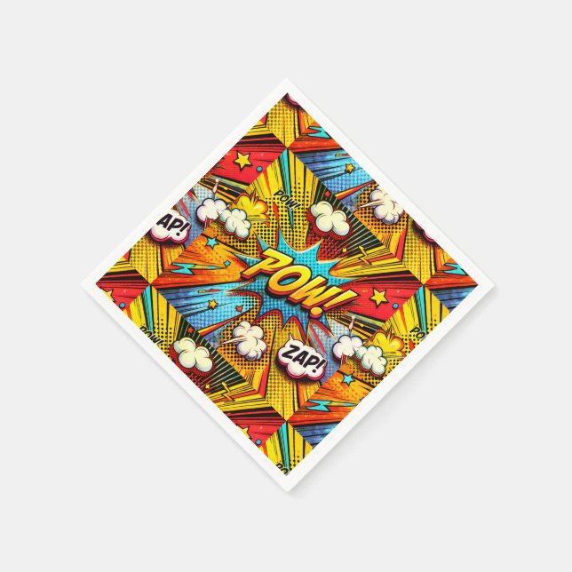 Guardanapo De Papel POW! ZAP! Palavras em quadrinhos - Decoração de fe (Canto)