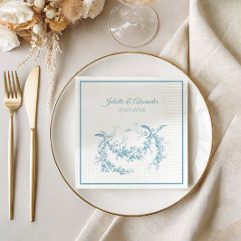 Guardanapo De Papel Powder Blue Toile de Jouy Wedding Paper Napkins