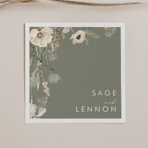 Guardanapo De Papel Prado de flor selvagem   Sage Green Wedding