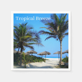 Guardanapo De Papel Praia Arenosa Com Palmeiras e Uma Vista Para o Oce