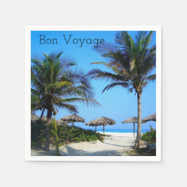 Guardanapo De Papel Praia Arenosa Com Palmeiras e Uma Vista Para o Oce
