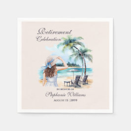 Guardanapo De Papel Praia da Aposentadoria Feminina com Aquarela