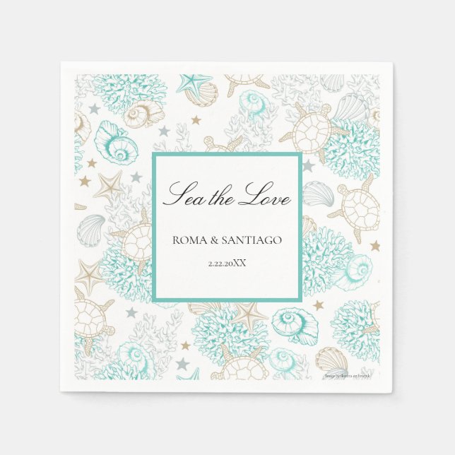 Guardanapo De Papel Praia de Amor Marítimo Casamento  (Frente)