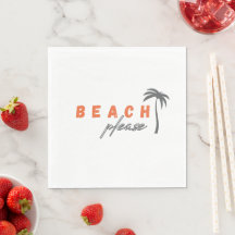 praia, por favor. palmeira. Papel Napkins moderno