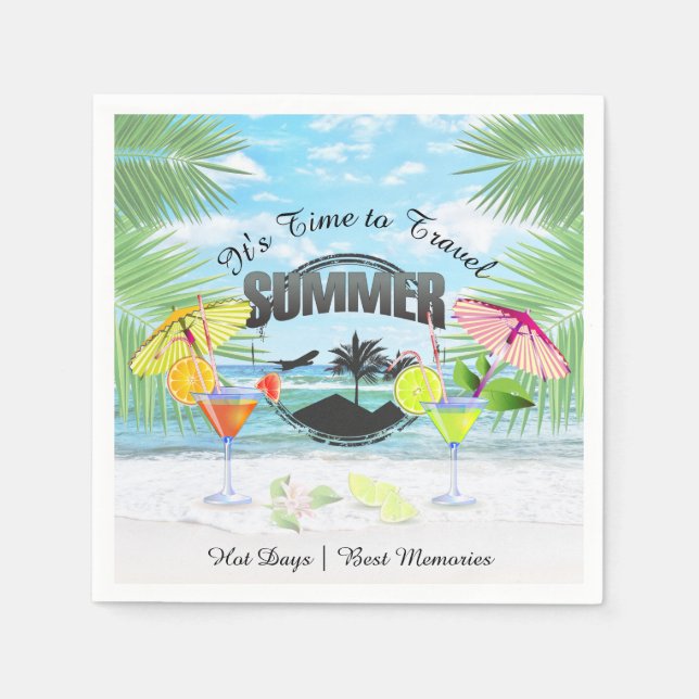 Guardanapo De Papel Praia Tropical, Férias de Verão | Personalizado (Frente)