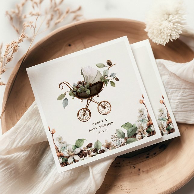 Guardanapo De Papel Pram 'Baby is Brewing' Coffee Baby Shower (Criador carregado)