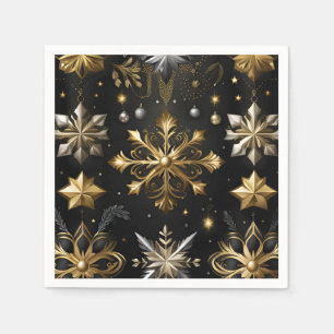 Guardanapo De Papel Prata Chic E Flocos De Neve Dourados