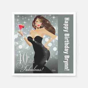 Guardanapo De Papel Prata Glam do aniversário de 40 anos   da notíci