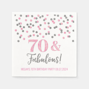 Guardanapo De Papel Prata Rosa Confetti 70 e Fabuloso