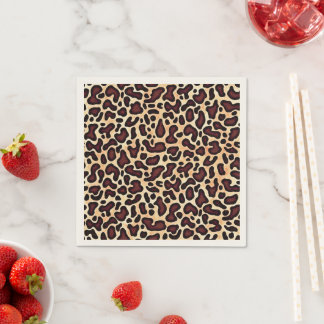 Guardanapo De Papel Prato Castanho-Leopardo -