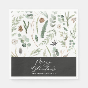 Guardanapo De Papel Prato verde-sábio Natal mínimo botânico
