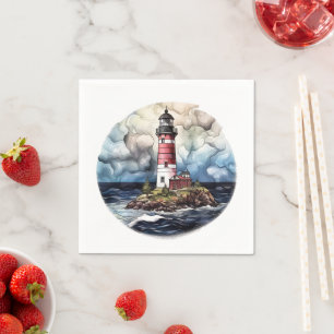 Guardanapo De Papel pratos de papel de amantes de um farol de praia fo