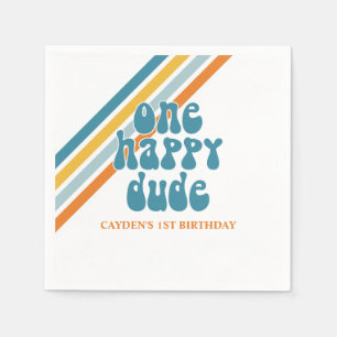 Guardanapo De Papel Pratos de papel de aniversário do Retro Boy One Ha