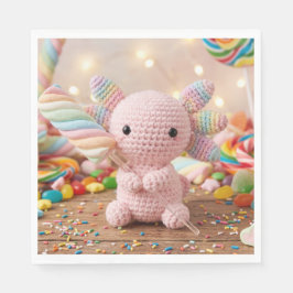 Guardanapo De Papel Pratos de papel de doce pastel de axolotl rosa cro