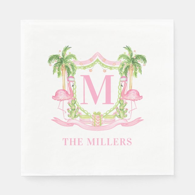 Guardanapo De Papel Pray Flamingo Christmas Crest (Frente)