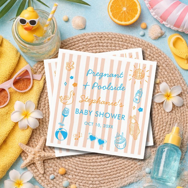 Guardanapo De Papel Pregnant & Poolside Summer Pool Party Baby Shower (Criador carregado)