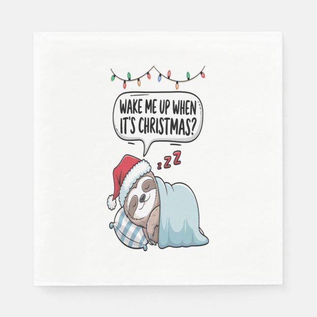 Guardanapo De Papel Preguiça de Natal Dormindo Feriado (Frente)