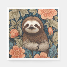 Guardanapo De Papel Preguiça Fofa Elegante Floral Inspirada em William