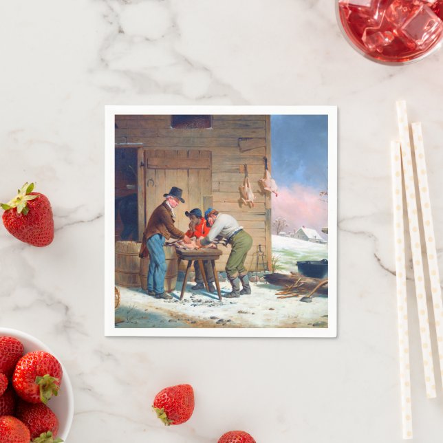 Guardanapo De Papel Preparando a Turquia Natal Francis Edmonds 1851 (Insitu)