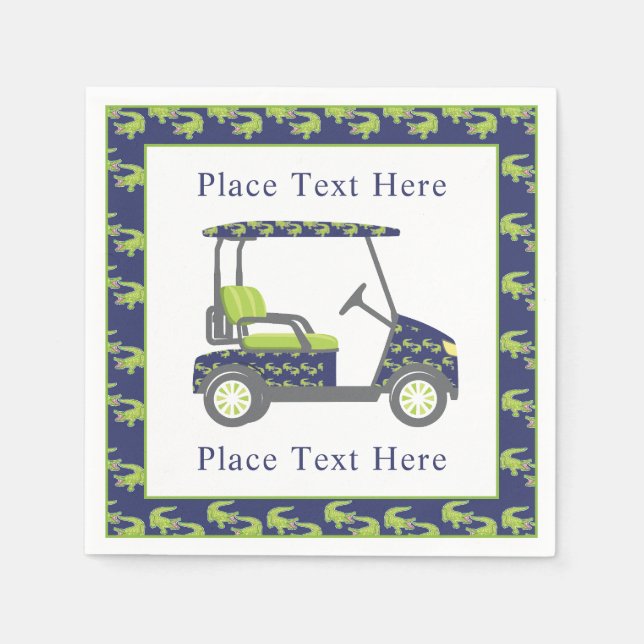 Guardanapo De Papel Preppy Alligators Golf Cart (Frente)