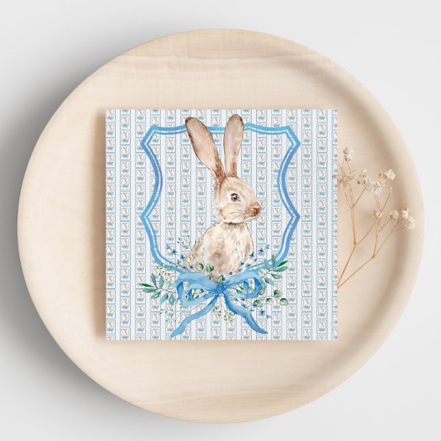 Guardanapo De Papel Preppy Bunny Blue Napkin (Criador carregado)