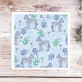 Guardanapo De Papel Preppy Clássico Zebras e Martinis Azul