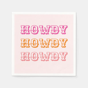 Guardanapo De Papel Preppy Girly Howdy Laranja Quente Rosa