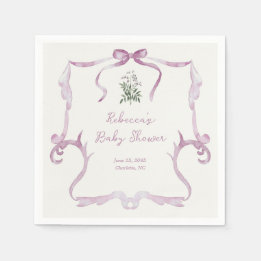 Guardanapo De Papel Preppy Grandmillennial Pink Girl Baby Shower