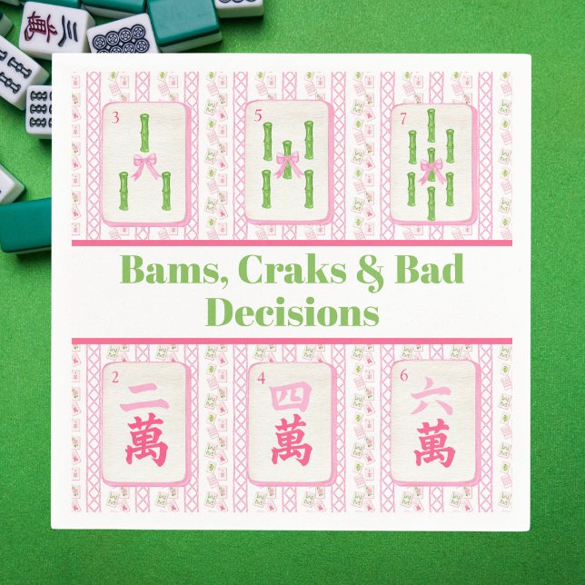Guardanapo De Papel Preppy Mahjong Bams, Craks e Decisões ruins (Criador carregado)
