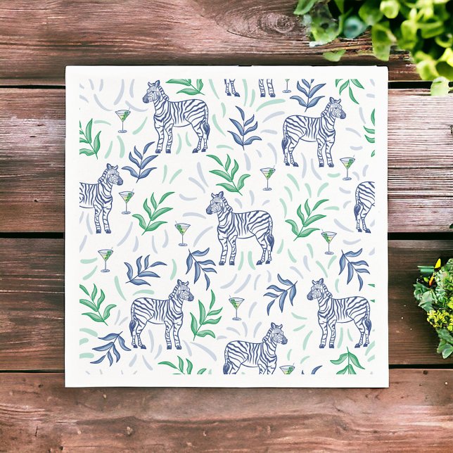 Guardanapo De Papel Preppy Navy Zebra Martinis Brancas (Criador carregado)