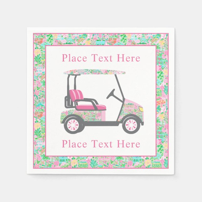 Guardanapo De Papel Preppy Palm Beach Golf Cart (Frente)