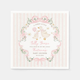 Guardanapo De Papel Preppy Pink Silly Goose Bow Floral Baby Shower