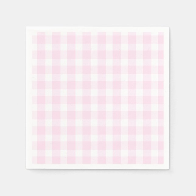 Guardanapo De Papel Preppy Pink Xadrez Pink Birthday Napkins (Frente)