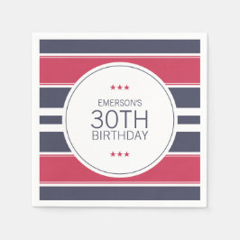 Guardanapo De Papel Preppy Red, White & Blue Birday Paper Napkins