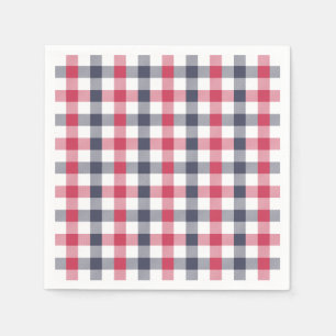 Guardanapo De Papel Preppy Red, White & Blue Xadrez Paper Napkins