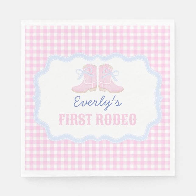 Guardanapo De Papel Preppy Rodeo First Birthday Cowgirl Boots (Frente)