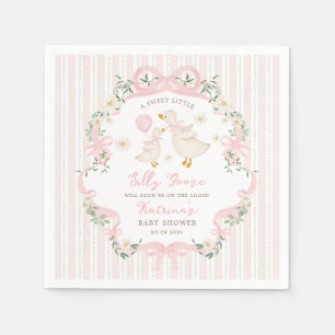 Guardanapo De Papel Preppy Rosa Silly Goose Laço Floral Chá de Bebê
