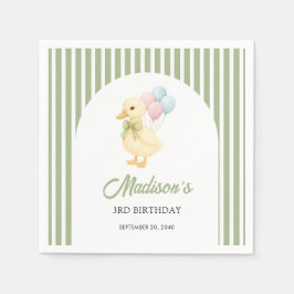 Guardanapo De Papel Preppy Stripes Cute Duck Theme Kids Birthday Party